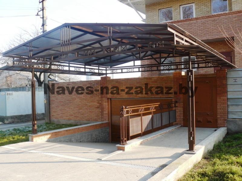 Навес из профнастила над въездом в гараж 5 на 6 в Бресте Навес из профнастила над въездом в гараж 5 на 6